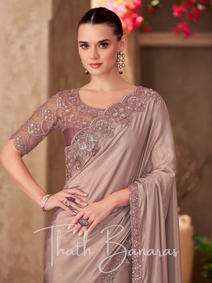 Ivory Glow Cream Cotton Saree with delicate beadwork