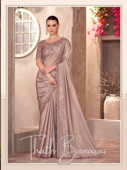 Ivory Glow Cream Cotton Saree with delicate beadwork