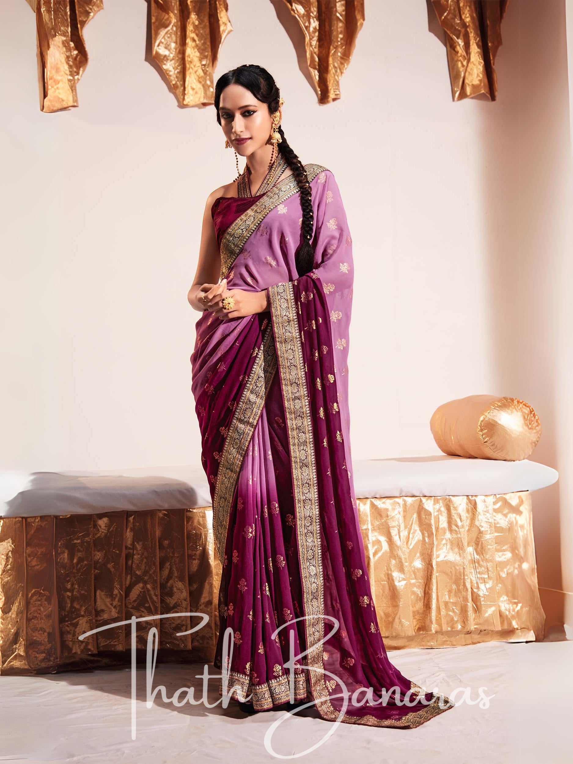 Digital Printed Georgette Saree in Dusty Old Rose : SKK37256