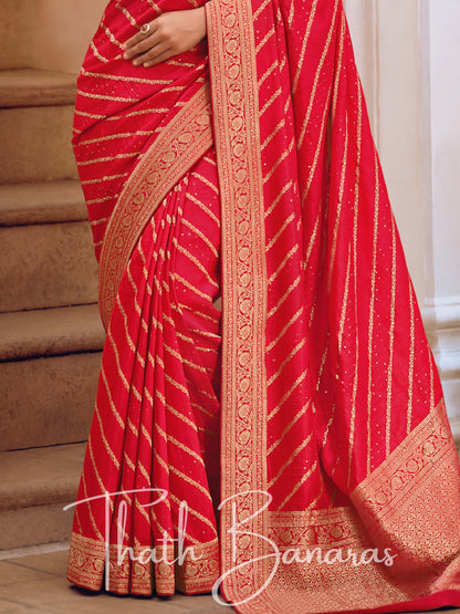 Dark Pink Viscose Woven Saree With Digitally Printed Viscosey Blouse