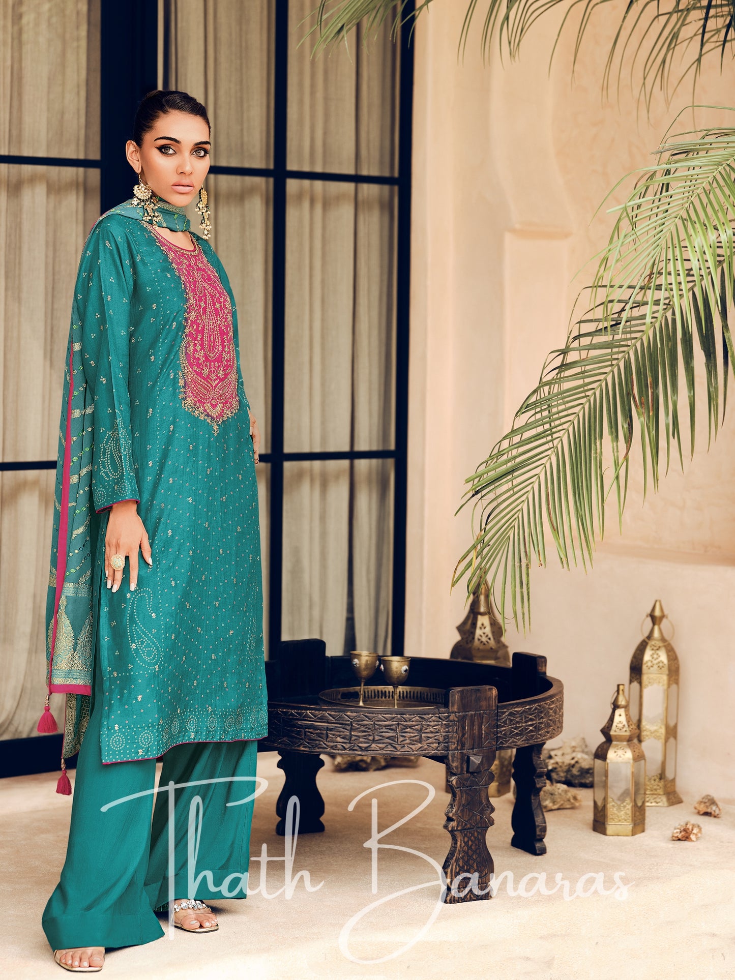 Rangriti Green Viscose Woven Rhapsody Salwar Suit with Meenakari Dupatta