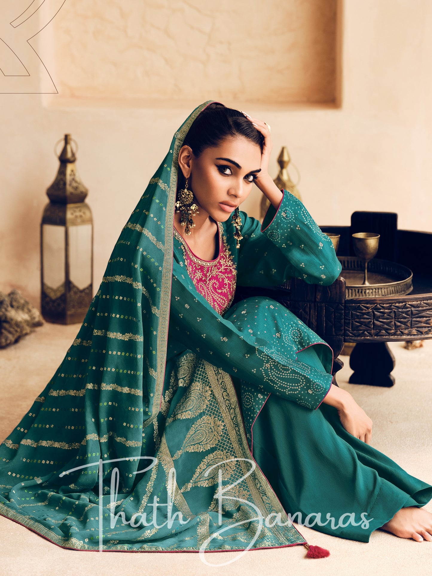 Rangriti Green Viscose Woven Rhapsody Salwar Suit with Meenakari Dupatta