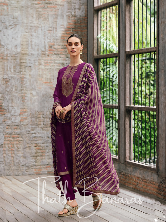 Purple Opulent Organza & Cotton Silk Rhapsody Salwar Suit