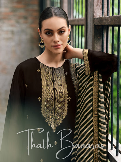 Black Gold Opulent Organza & Cotton Silk Rhapsody Salwar Suit