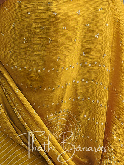 Mustard Yellow Viscose Silk Rhapsody Salwar Suit with Lehriya Print & Embroidery, Cotton Silk & Digitally Printed Dupatta